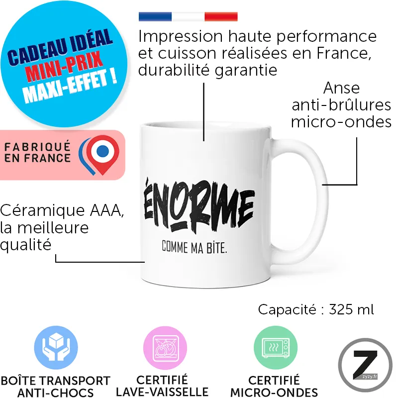 mug humour ENORME BITE - ziggymug.fr - Mug coquin - Mug homme