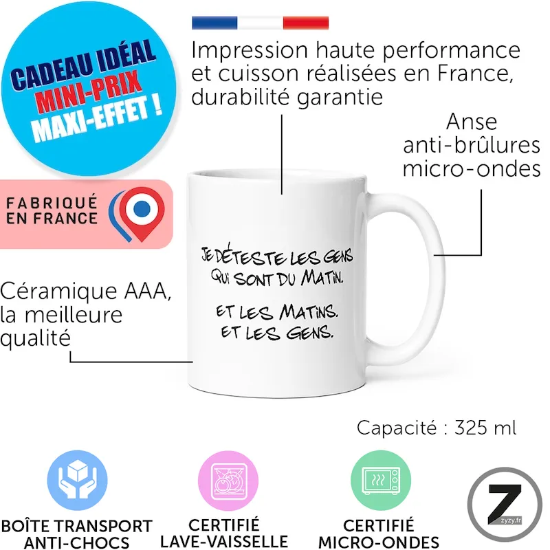 mug pas cher, mug humour, ziggymug.fr, tasse originale, mug rigolo, tasse pas cher, mug original, je déteste les gens