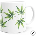 Mug Cannabis – Tasse humour à feuilles de cannabis en céramique blanche avec son motif visible