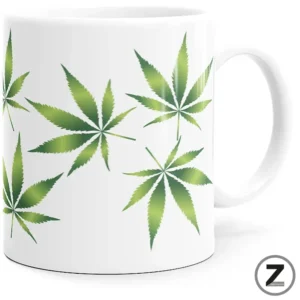 Mug cannabis décoré de feuilles de cannabis, mug feuille de cannabis, tasse feuille de cannabis