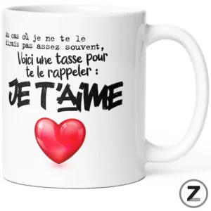Mug humour Au cas où, je t'aime