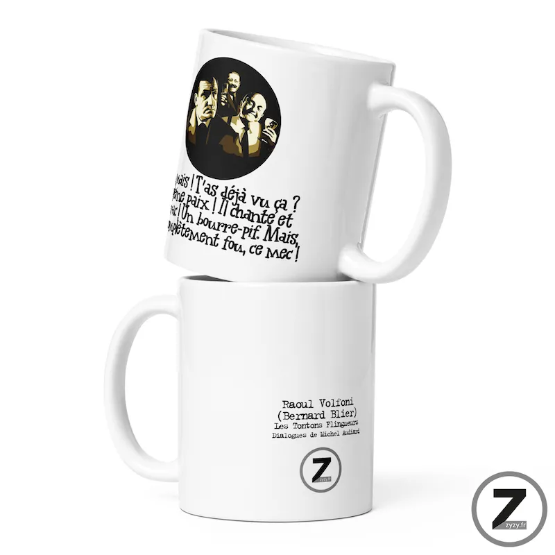 mug humour AUDIARD BOURRE-PIF Il chante et puis crac un bourre pif, mug humour Audiard