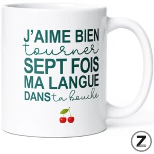Mug humour J'AIME BIEN TOURNER MA LANGUE