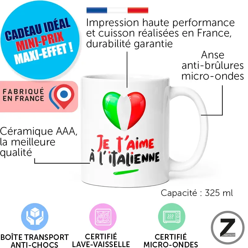 Mug JE T'AIME À L'ITALIENNE – Image 2