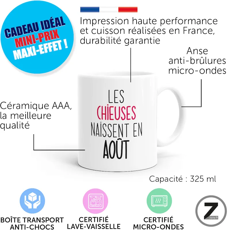 mug humour LES CHIEUSES NAISSENT EN AOUT