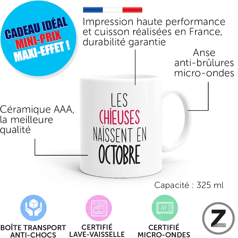 mug humour LES CHIEUSES NAISSENT EN OCTOBRE