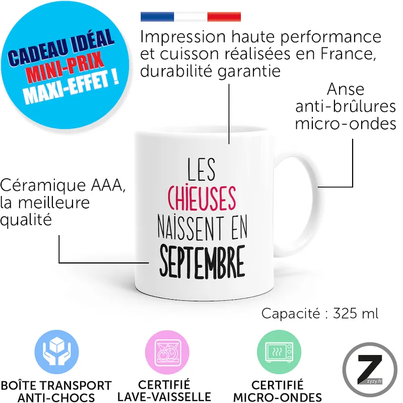 mug humour LES CHIEUSES NAISSENT EN SEPTEMBRE