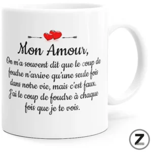 Mug amour, tirade coup de foudre, cadeau original, Mug homme, femme, Saint Valentin