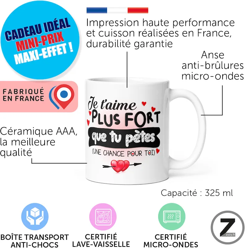 mug humour PLUS FORT QUE TU PETES