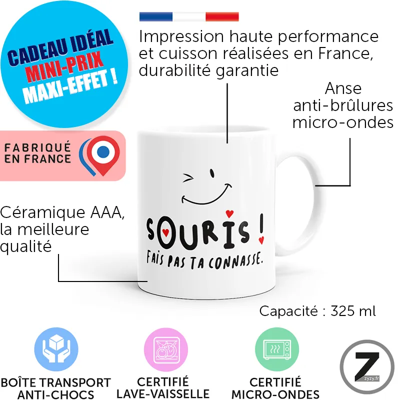 mug humour SOURIS FAIS PAS TA CONNASSE