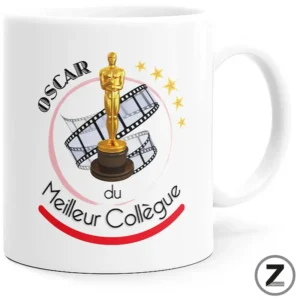 Mug Oscar du meilleur collègue blanc avec message « Oscar du meilleur collègue. »
