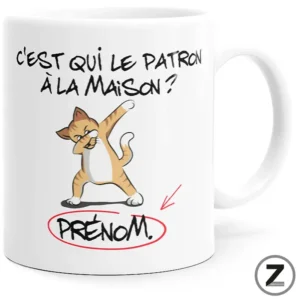 Mug personnalisable C'EST QUI LE PATRON CHAT