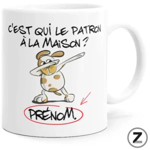 Mug personnalisable C'EST QUI LE PATRON CHIEN