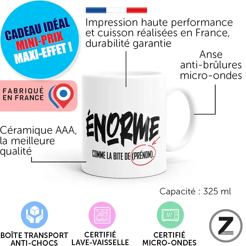 Mug personnalisable ÉNORME COMME MA BITE – Image 2