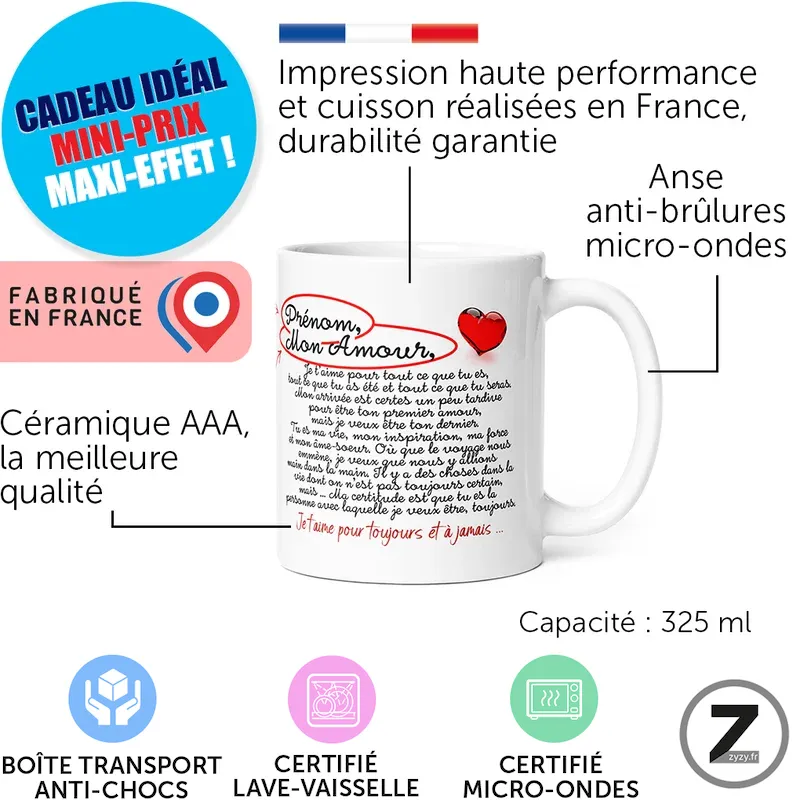 mug amour personnalisable,tirade, Cadeau de la saint Valentin, homme, femme, mug saint valentin