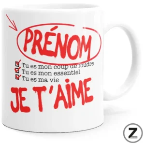 Mug personnalisable TU ES MON COUP DE FOUDRE