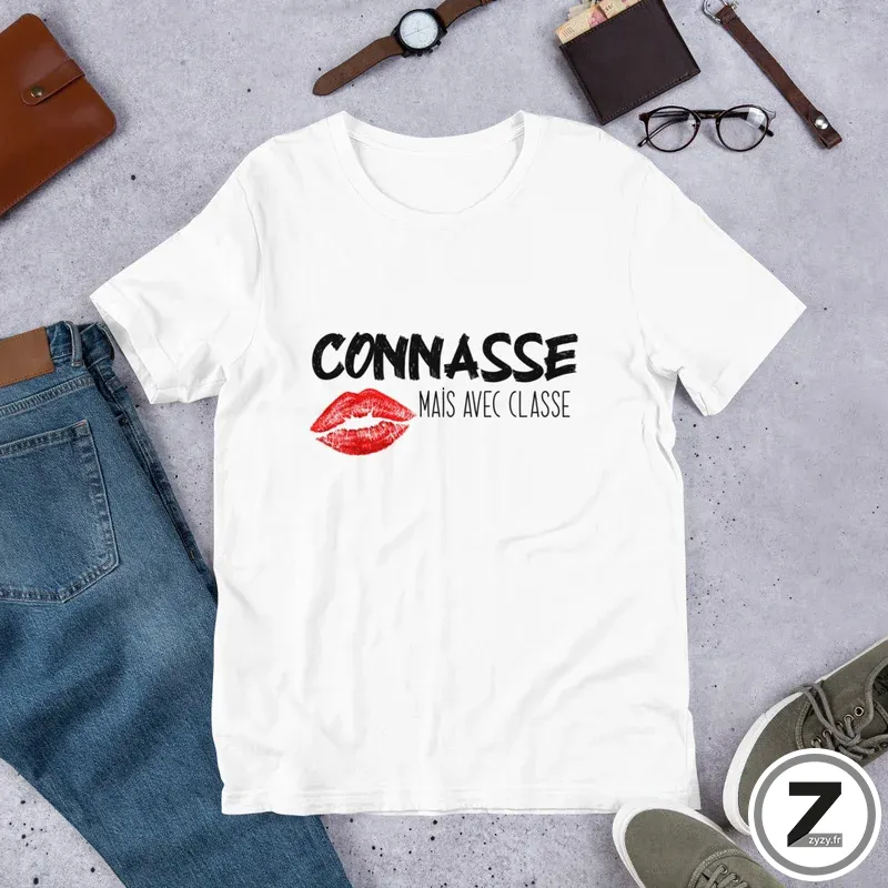T-shirt pas cher, T-shirt connasse mais avec classe, T-shirt original, T-shirt rigolo, T-shirt coquin, 6 tailles T-shirt pas cher, T-shirt connasse mais avec classe, T-shirt original, T-shirt rigolo, T-shirt coquin