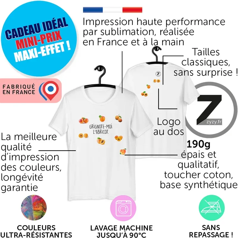 T-shirt pas cher, T-shirt grignote moi l'abricot, T-shirt famille, T-shirt original, T-shirt rigolo, T-shirt original, drôle