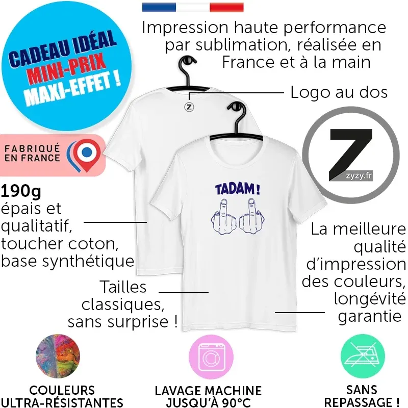 T-shirt pas cher, T-shirt doigts levés tadam, T-shirt famille, T-shirt original, T-shirt rigolo, T-shirt pas cher