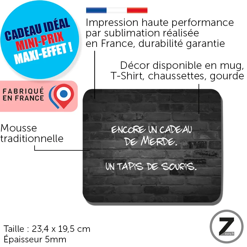 Tapis souris humour, CADEAU DE MERDE, tapis de souris humoristique, encore un cadeau de merde, message drôle idée cadeau sympa