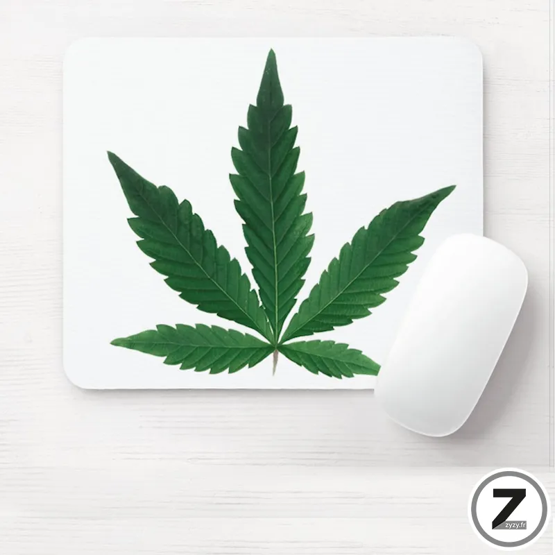 Tapis de souris représentant une feuille de CANNABIS, Tapis souris humour, message original
