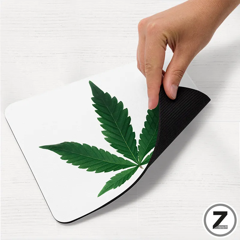 Tapis de souris de qualité avec image de feuille de CANNABIS, message drôle, cadeau original