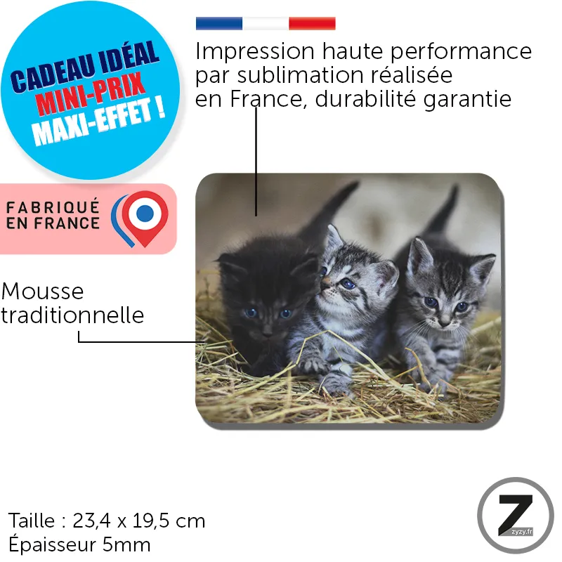 Tapis de souris chatons mignons, Tapis de haute qualité, Tapis chatons humour.