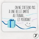 Tapis de souris original, TRAVAIL AMITIÉ, tapis de souris humoristique, travail amitié bleu, idée cadeau original