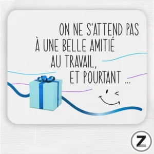 Tapis de souris original, TRAVAIL AMITIÉ, tapis de souris humoristique, travail amitié bleu, idée cadeau original
