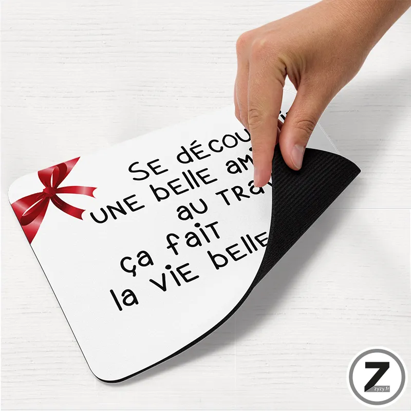 Tapis souris TRAVAIL AMITIÉ, tapis de souris humoristique, travail amitié rouge message drôle idée cadeau original Tapis souris TRAVAIL AMITIÉ, tapis de souris humour, travail amitié rouge,